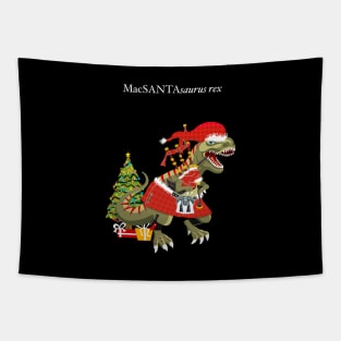 Clanosaurus Rex MacSANTAsaurus rex Plaid Santa Scotland Christmas Tree Tartan Tapestry