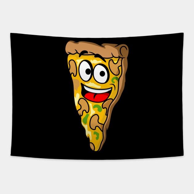 Cartoon Mushroom Cheese Pizza Tapestry by InkyArt