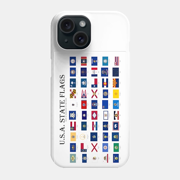 United States of America State flags by date of admission Phone Case by SPJE Illustration Photography