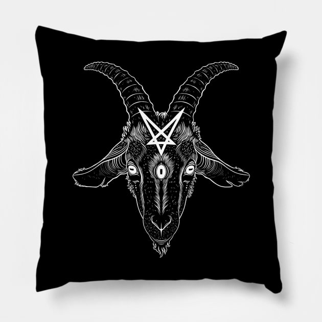 Satanic goat head with pentagram Pillow by OccultOmaStore