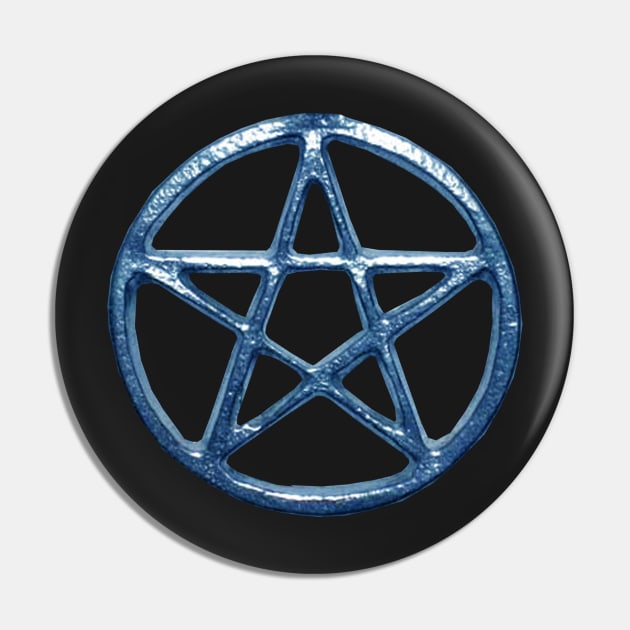 Blue Pentagram Pentacle Wicca Pin by Atteestude