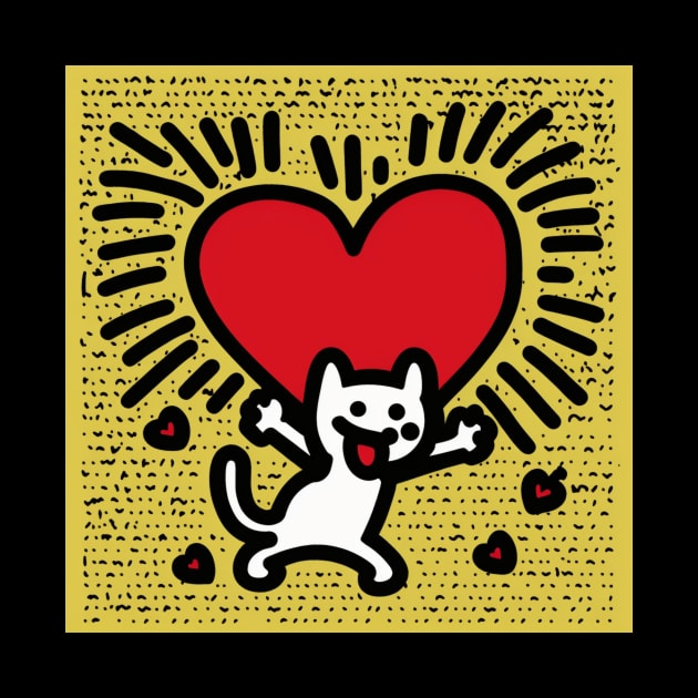 Funny Keith Haring, cat lover by Art ucef