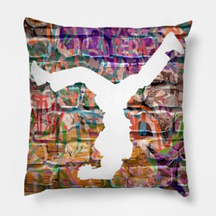 Break Dancer on Graffiti Background 6 Pillow