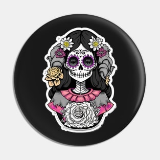 Anime Elegance: La Catrina of the Dead Tee Pin