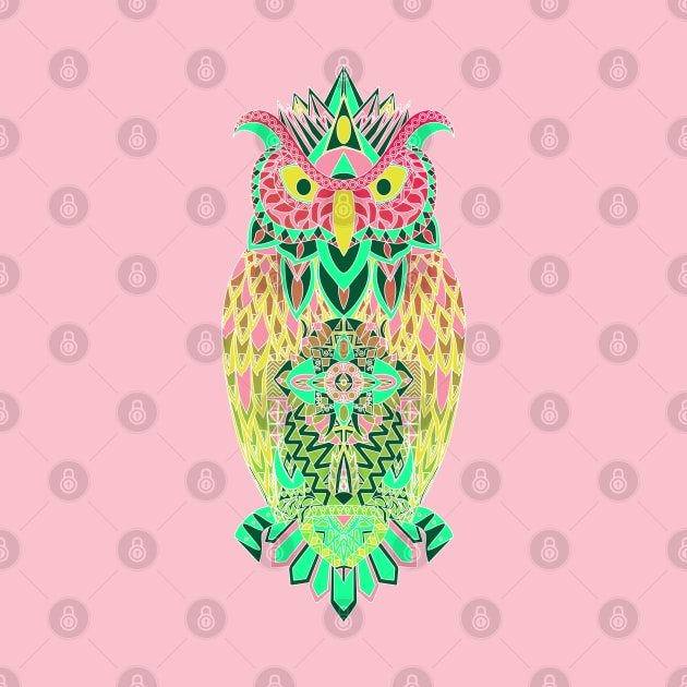 owl of wisdom pattern ecopop in boho style by jorge_lebeau