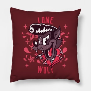 Cool Vintage "Lone Wolf" Rockabilly Pillow