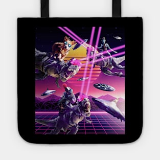 Space Shark Lizard Corgi Alien On Laser Dinosaur Tote