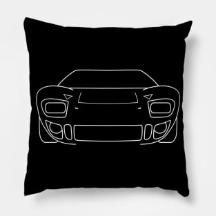 1960s Ford GT40 classic car white outline graphic Pillow