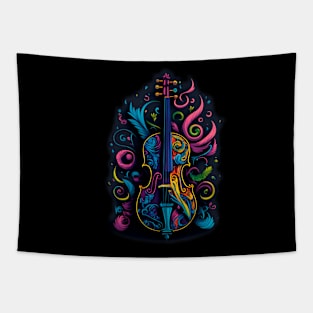 Colorful Cello Illustration Design Tapestry