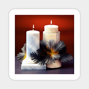 Christmas Candles with White Marble Magnet