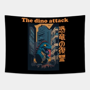 Funny Japanese Dinosaur Attack Tapestry