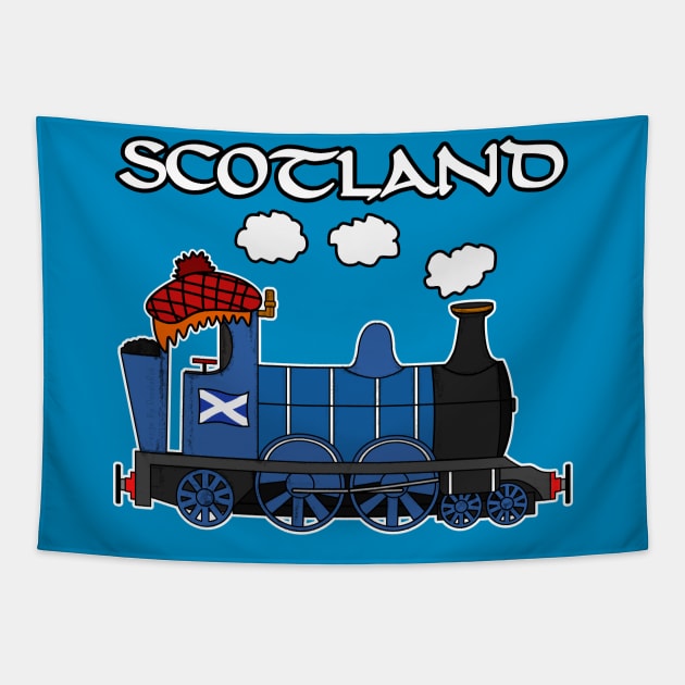 Scotland Steam Train Scottish Flag St Andrews Day Tapestry by doodlerob