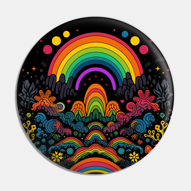 Retro Rainbow 70s Style Design Pin by DankFutura