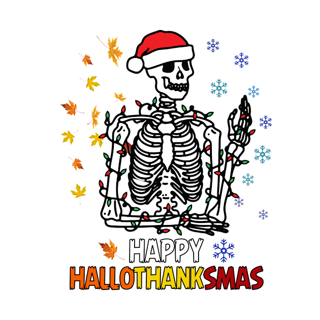 Happy HalloThanksMas Skeleton Santa Fall Winter by TuckerMcclainKNVUu