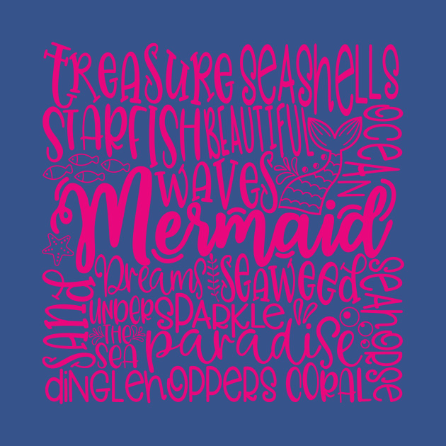 Disover Mermaid Word Cloud Pink - Mermaid Word Cloud - T-Shirt