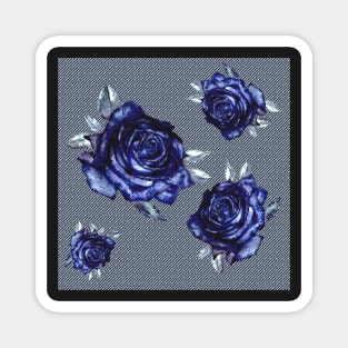 striped blue rose -white Magnet