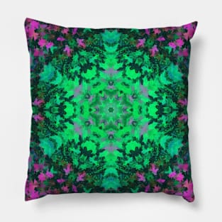 Digital Mandala Green and Purple Pillow