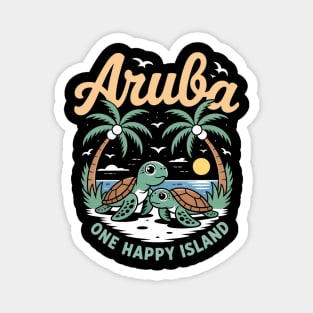 Travel Caribbean Island One Happy Palm Tree Aruba Island Magnet