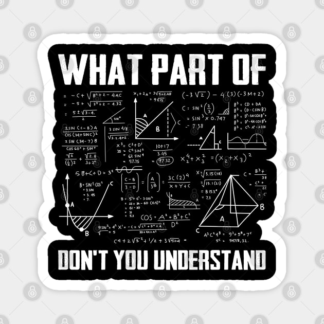 What Part Of Don't You Understand Funny Math Teacher Magnet by Hobbs Text Art