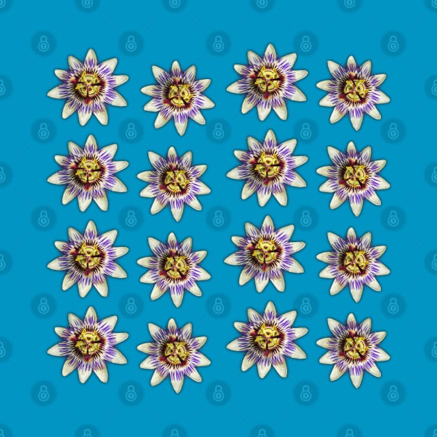 A pattern of blue passionflower by Bwiselizzy