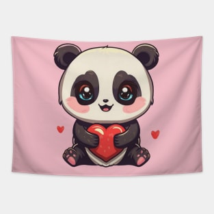 Panda bear with its hearts Tapestry