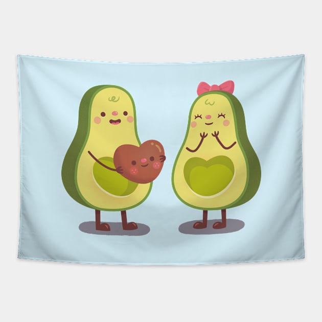 Cute Avocado Gives His Heart To Other Half Tapestry by rustydoodle