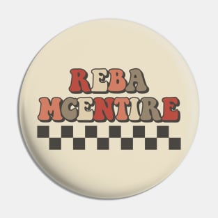 Reba McEntire Checkered Retro Groovy Style Pin