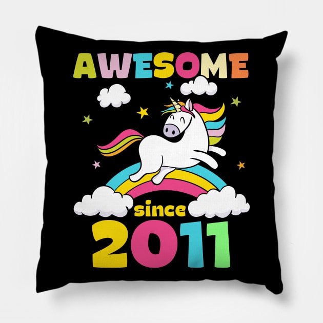 Cute Awesome Unicorn Since 2011 Funny Gift Pillow by saugiohoc994