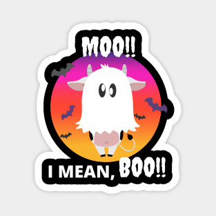 Moo, I mean Boo - Halloween Ghost Cow with bats Magnet