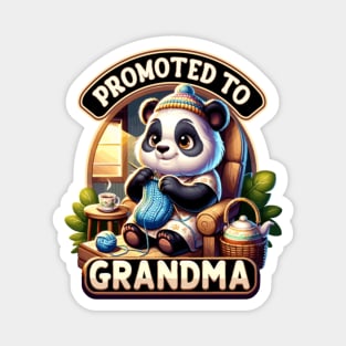 Grandma Pandas Knitting Time, Cozy Crafting Magnet