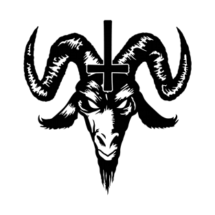 Satanic Goat Head with Cross (black) T-Shirt