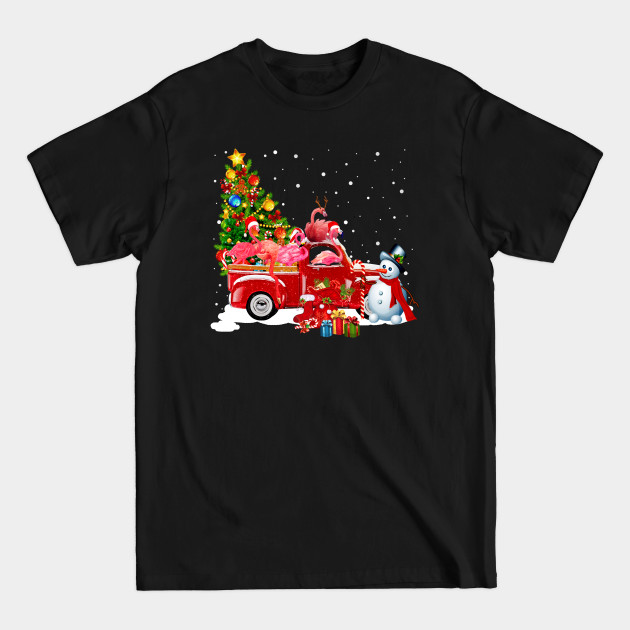 Discover Flamingo christmas tree on the car snow man funny gift christmas - Flamingo Christmas Tree On The Car Xmas - T-Shirt