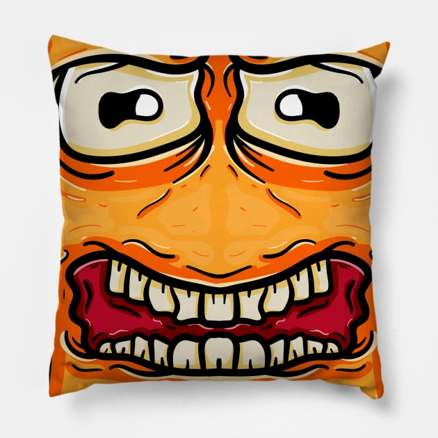 Orange boo doodle face monster Pillow by happymonday