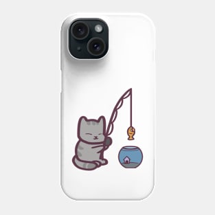 Silly Cartoon Cat Fishing Phone Case