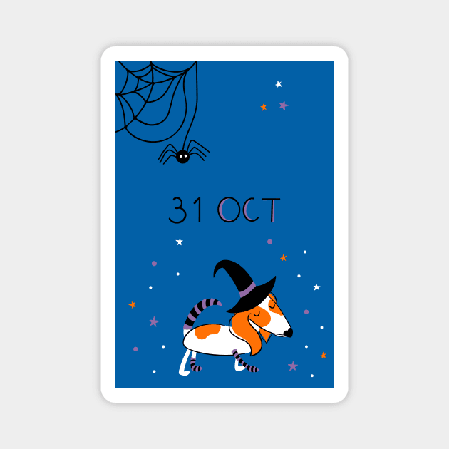 Cute dog in witch costume Magnet by DanielK