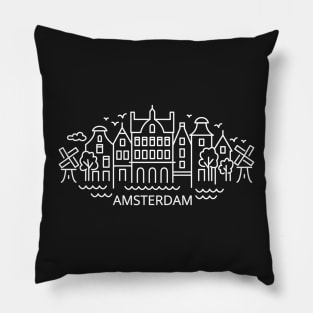 Amsterdam line art Pillow