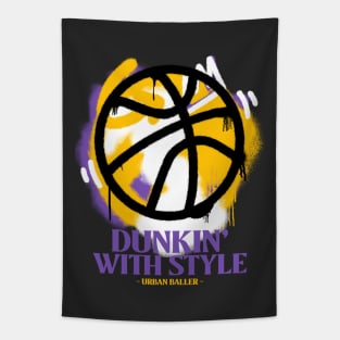 Dunkin' with style graffiti basketball ball Tapestry