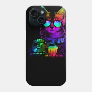 Rainbow Dj cat Phone Case