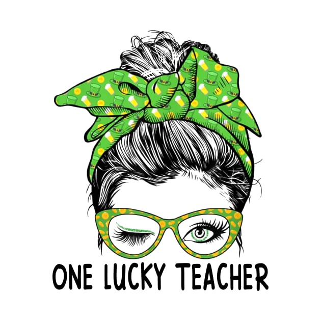 One Lucky Teacher Messy Bun St Patricks Day by Jenna Lyannion