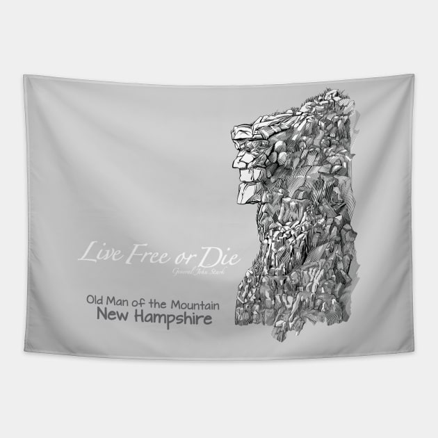 Old Man of the Mountain LIVE FREE or DIE Tapestry by DDGraphits