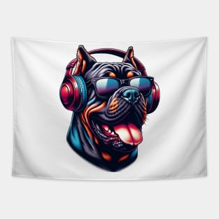 Cane Corso as Smiling DJ in Japanese Art Style Tapestry