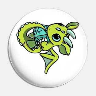 Cute Green and Blue Dice Goblin Dragon Baby Pin