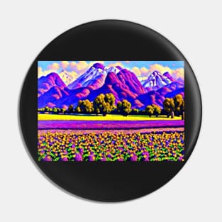 Purple Mountains Majesty - Purple Aesthetic Landscape Painting Pin