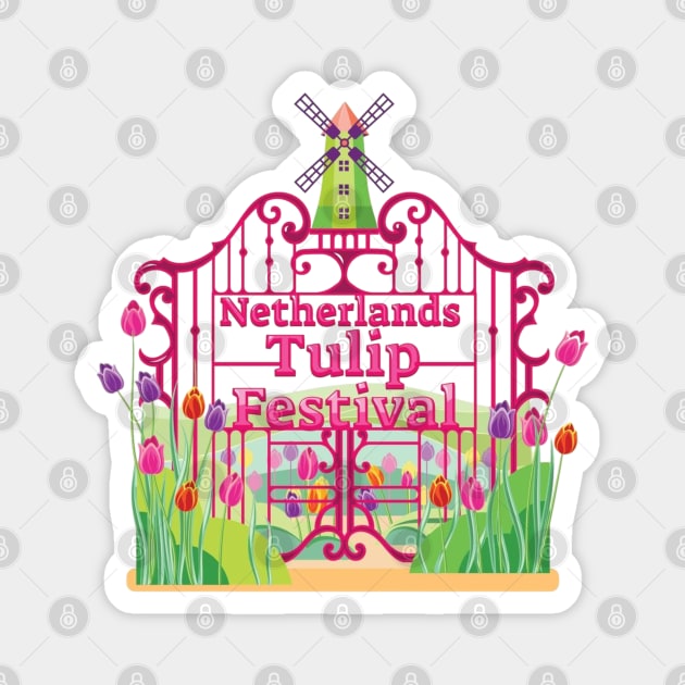 Tulip Festival Windmill Gates Magnet by HolidayBug