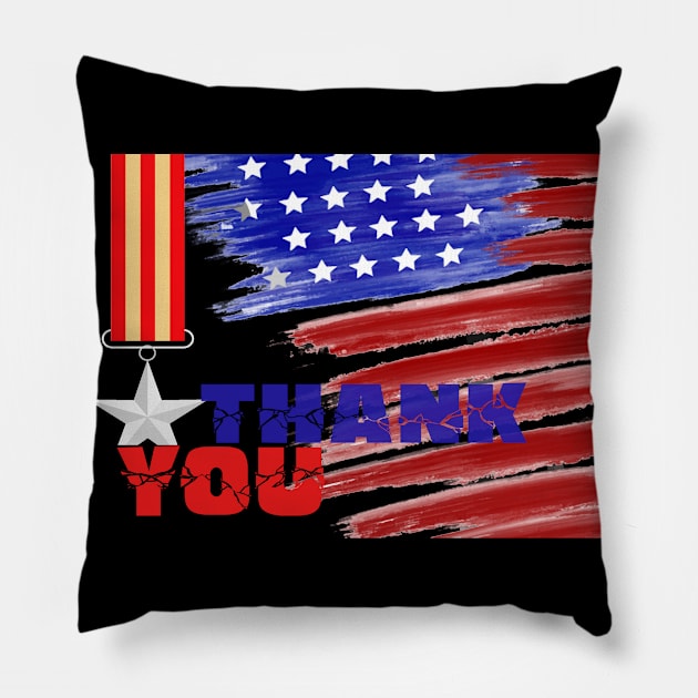 American flag veterans day holiday Gift Pillow by Flipodesigner