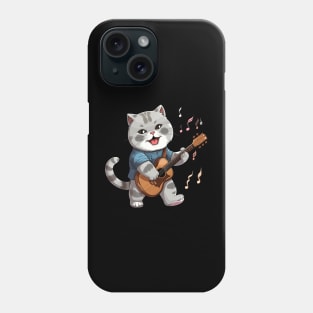 British Shorthair Cat Playing Guitar Phone Case