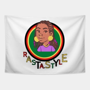 woman of Rastafari culture accompanied by multicolored writing Tapestry