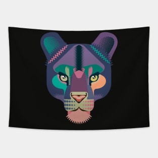 blue techno lion Tapestry