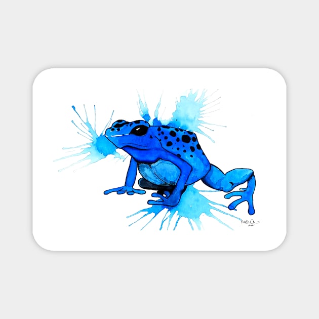 Dendrobates Tinctorius Azureus Poison Dart Frog Watercolor Magnet by Gyngr-art