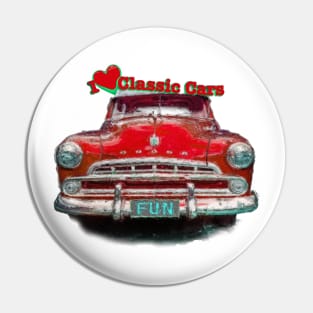 I Love Classic Cars in Red Pin